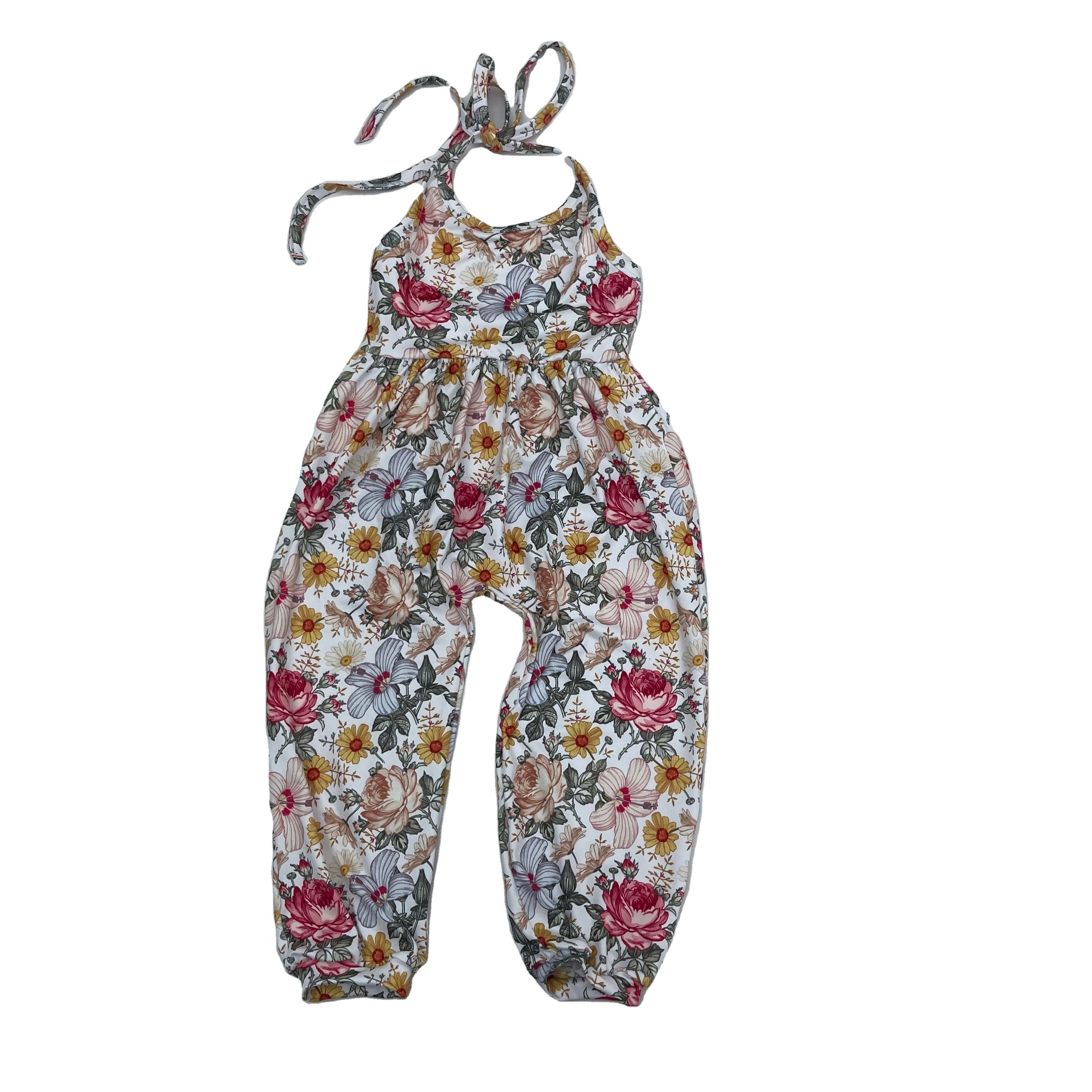 Qingli OEM Tie Dye Pattern Baby Romper Customized Sleeveless Halter Romper For Baby Girl