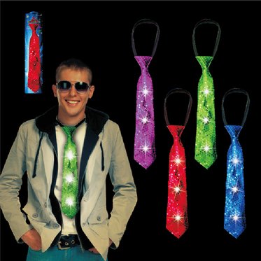 Neon Party Supplies Red Sequin Led Tie Novelty Gift