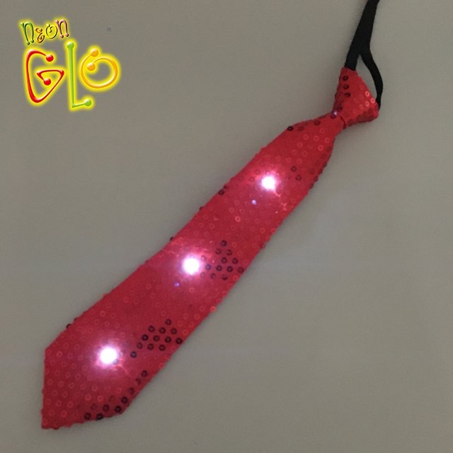 Neon Party Supplies Red Sequin Led Tie Novelty Gift