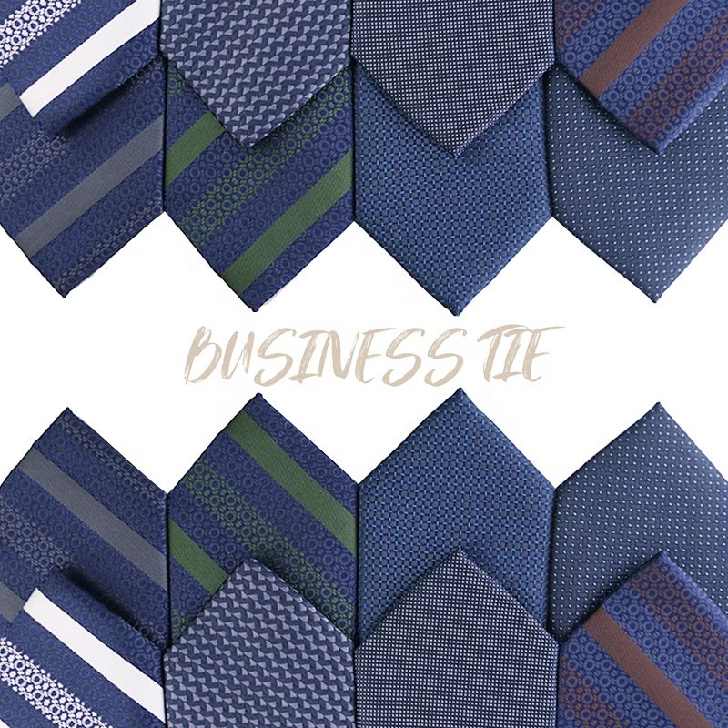 One Piece for Delivery Classic Popular 7.5cm Striped 100% Polyester Ties for Men Navy Blue Jacquard Woven Men's Luxury Ties