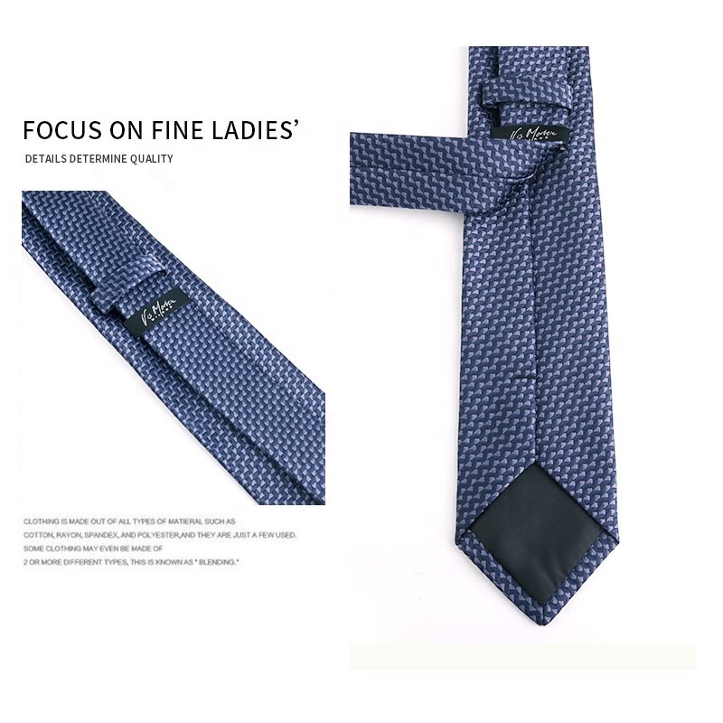 One Piece for Delivery Classic Popular 7.5cm Striped 100% Polyester Ties for Men Navy Blue Jacquard Woven Men's Luxury Ties