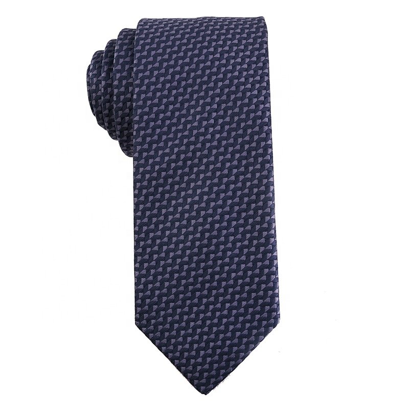 One Piece for Delivery Classic Popular 7.5cm Striped 100% Polyester Ties for Men Navy Blue Jacquard Woven Men's Luxury Ties