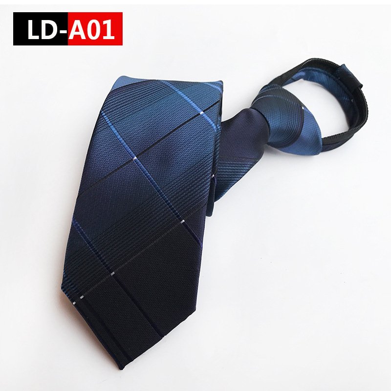 Fashion 8cm Necktie For Men Lazy Tie Easy To Pull Rope Neckwear Korean Style Wedding Party Anniversary Blue Tie