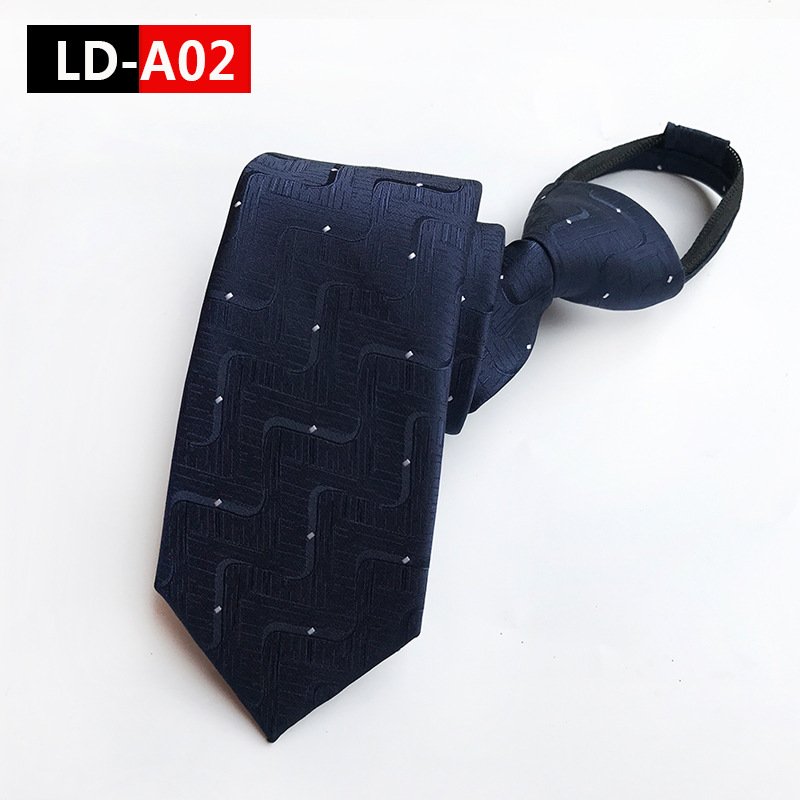 Fashion 8cm Necktie For Men Lazy Tie Easy To Pull Rope Neckwear Korean Style Wedding Party Anniversary Blue Tie