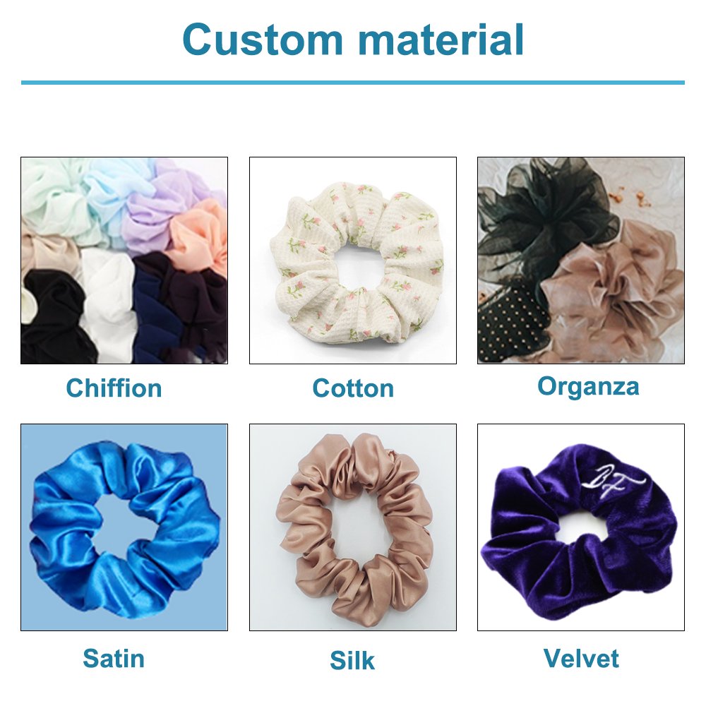 Factory low price custom design logo printed satin silk scrunchies for girls elastic hair ties 60 colors scrunchies