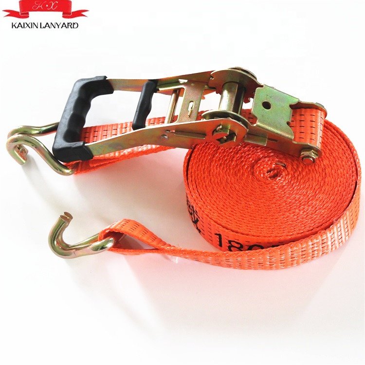 2"/10m/4Ton Heavy Duty Tie Down Strap with 2pcs Double J Hook, Plastic Handle Ratchet Buckle, Ratchet Strap