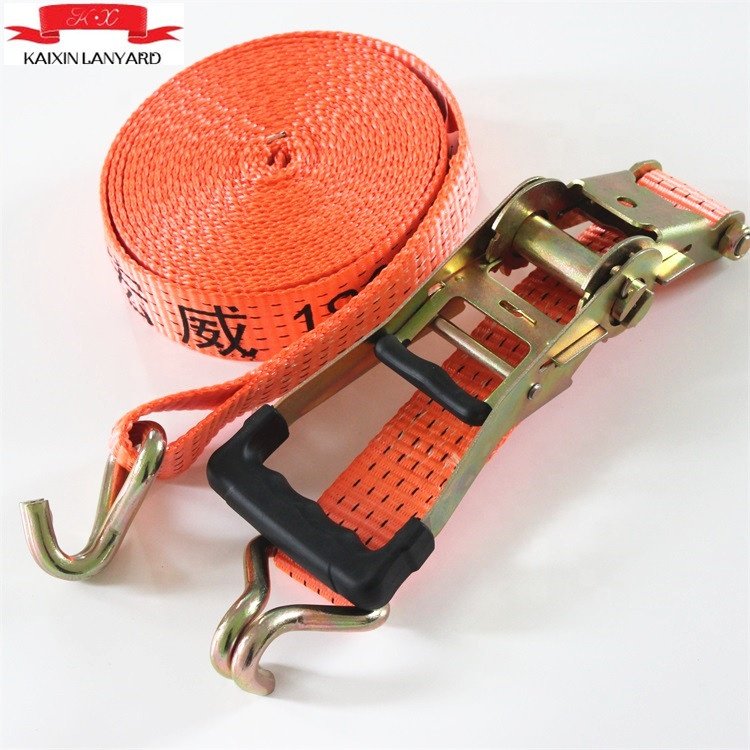 2"/10m/4Ton Heavy Duty Tie Down Strap with 2pcs Double J Hook, Plastic Handle Ratchet Buckle, Ratchet Strap