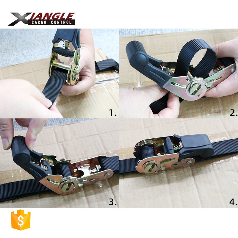 25mm 1 inch 800kgs rubber handle ratchet buckle tie down straps ratchet cargo lashing belt S hooks
