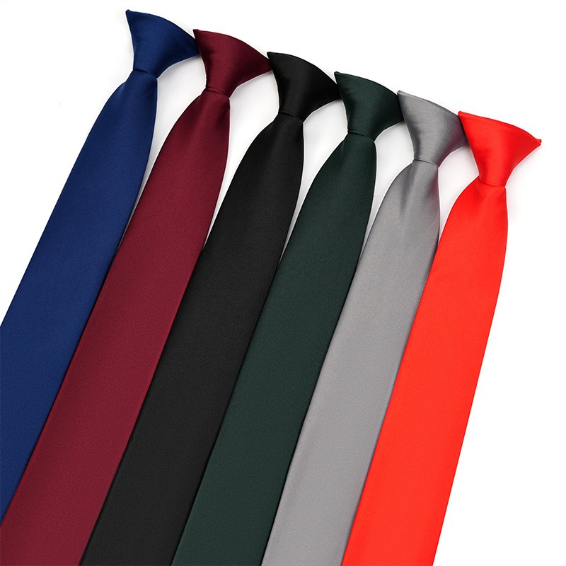 Wholesale Red Black 6.5CM Width Polyester Clip on Tie for Students