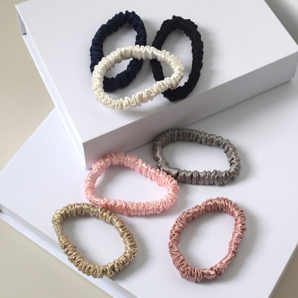 6A Grade 100% Pure Mulberry Silk Hair Ties 19MM Silk Scrunchies for Women
