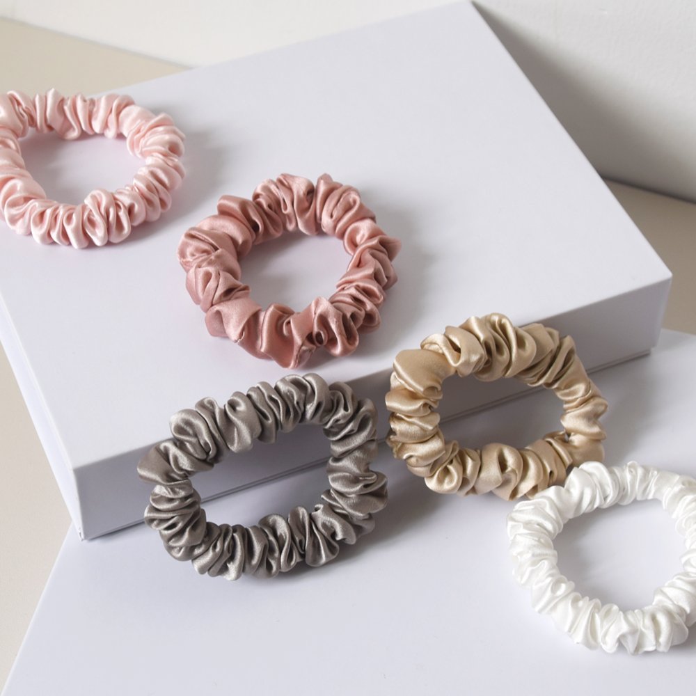 6A Grade 100% Pure Mulberry Silk Hair Ties 19MM Silk Scrunchies for Women