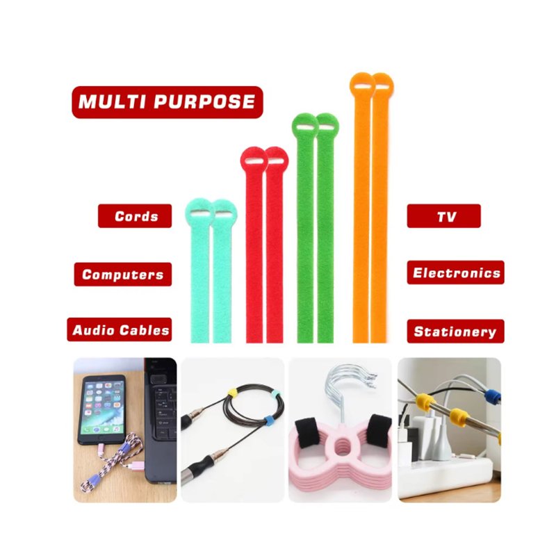 0.47 * 5.90 inchAdjustable Multi-Purpose Self-Adhesive Cable Ties Reusable Cord Organizer with Hook and Loop Wire Strap