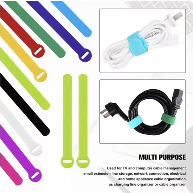 0.47 * 5.90 inchAdjustable Multi-Purpose Self-Adhesive Cable Ties Reusable Cord Organizer with Hook and Loop Wire Strap
