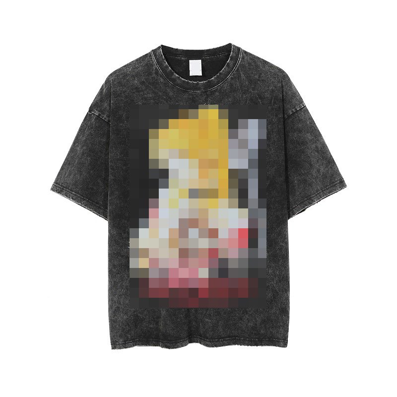 Custom print graphics acid wash retro plain t shirt distressed washed out vintage t shirt men's tie dye t shirt streetwear