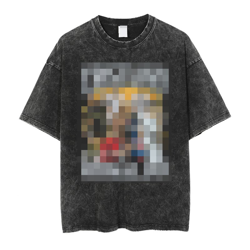 Custom print graphics acid wash retro plain t shirt distressed washed out vintage t shirt men's tie dye t shirt streetwear