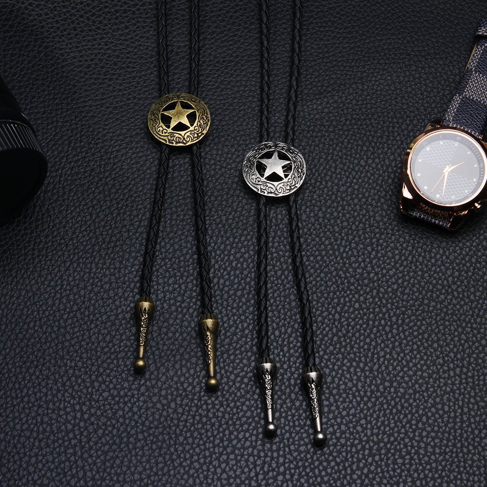 European and American punk denim retro sweater chain shirt tie bolo tie personalized high-end sense Wear a sweater chain