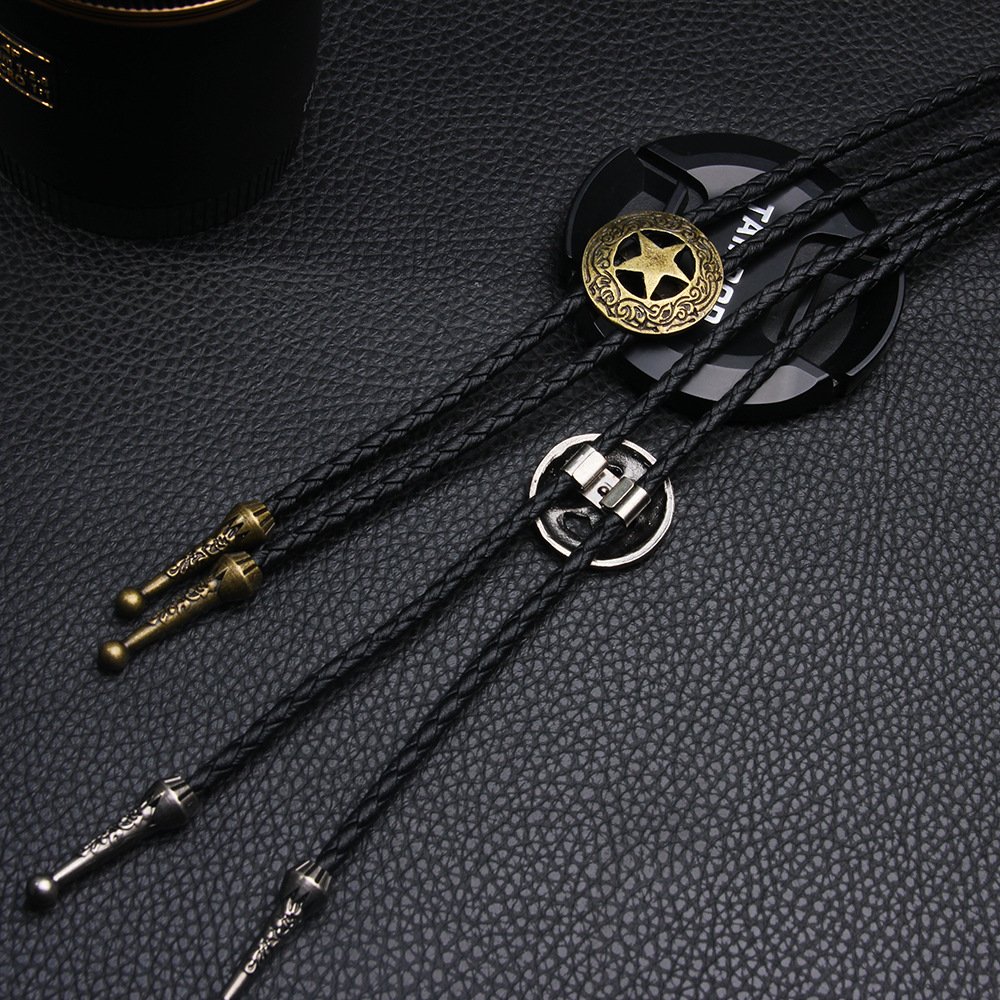 European and American punk denim retro sweater chain shirt tie bolo tie personalized high-end sense Wear a sweater chain