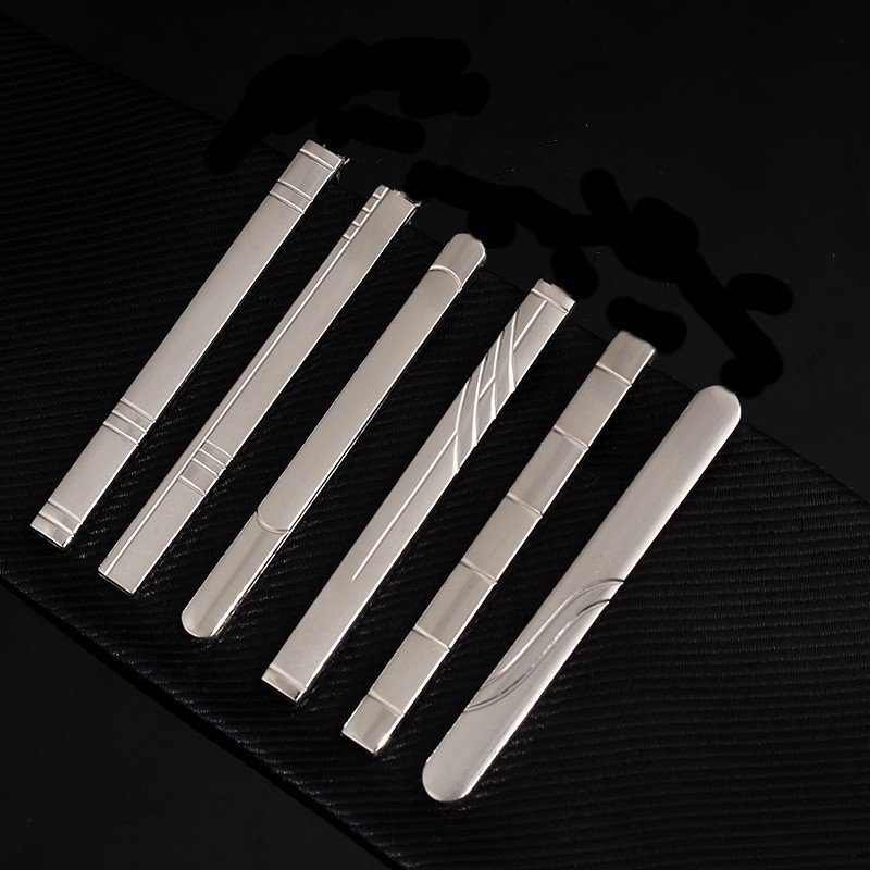 Metal tie clip men's suit chain simple floral pattern colorful creative business atmospheric band diamond tie clip cross-border