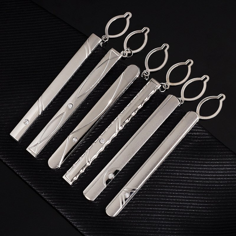 Metal tie clip men's suit chain simple floral pattern colorful creative business atmospheric band diamond tie clip cross-border