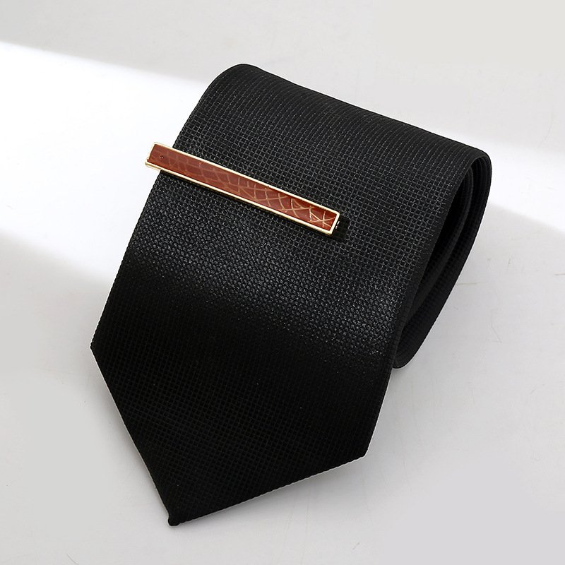 Metal tie clip men's suit chain simple floral pattern colorful creative business atmospheric band diamond tie clip cross-border