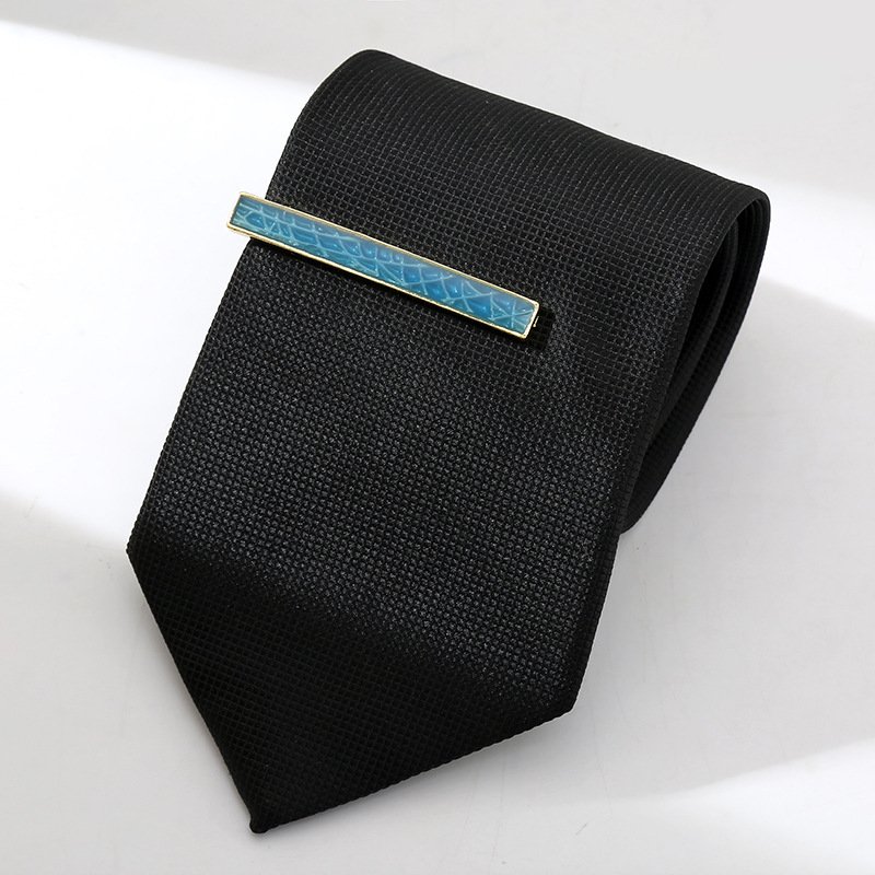 Metal tie clip men's suit chain simple floral pattern colorful creative business atmospheric band diamond tie clip cross-border