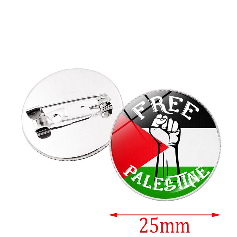 Manufacturer Crystal Glass Dome Cabochon Lapel Pin Support Palestine Brooch Pin Badge I Love Palestine Lapel Pin