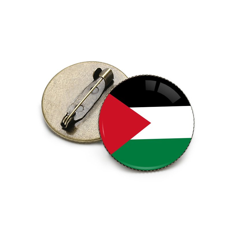 Manufacturer Crystal Glass Dome Cabochon Lapel Pin Support Palestine Brooch Pin Badge I Love Palestine Lapel Pin