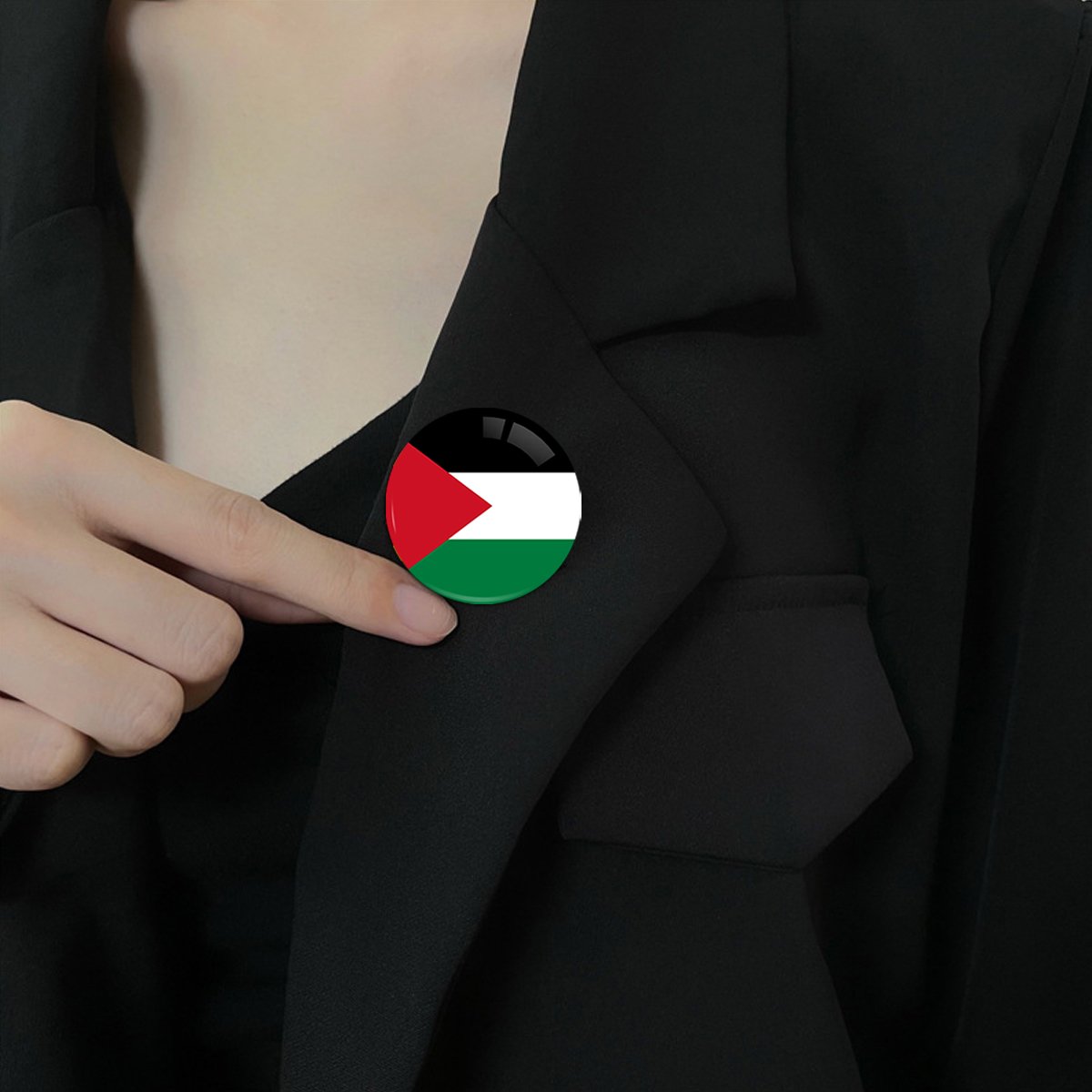 Manufacturer Crystal Glass Dome Cabochon Lapel Pin Support Palestine Brooch Pin Badge I Love Palestine Lapel Pin