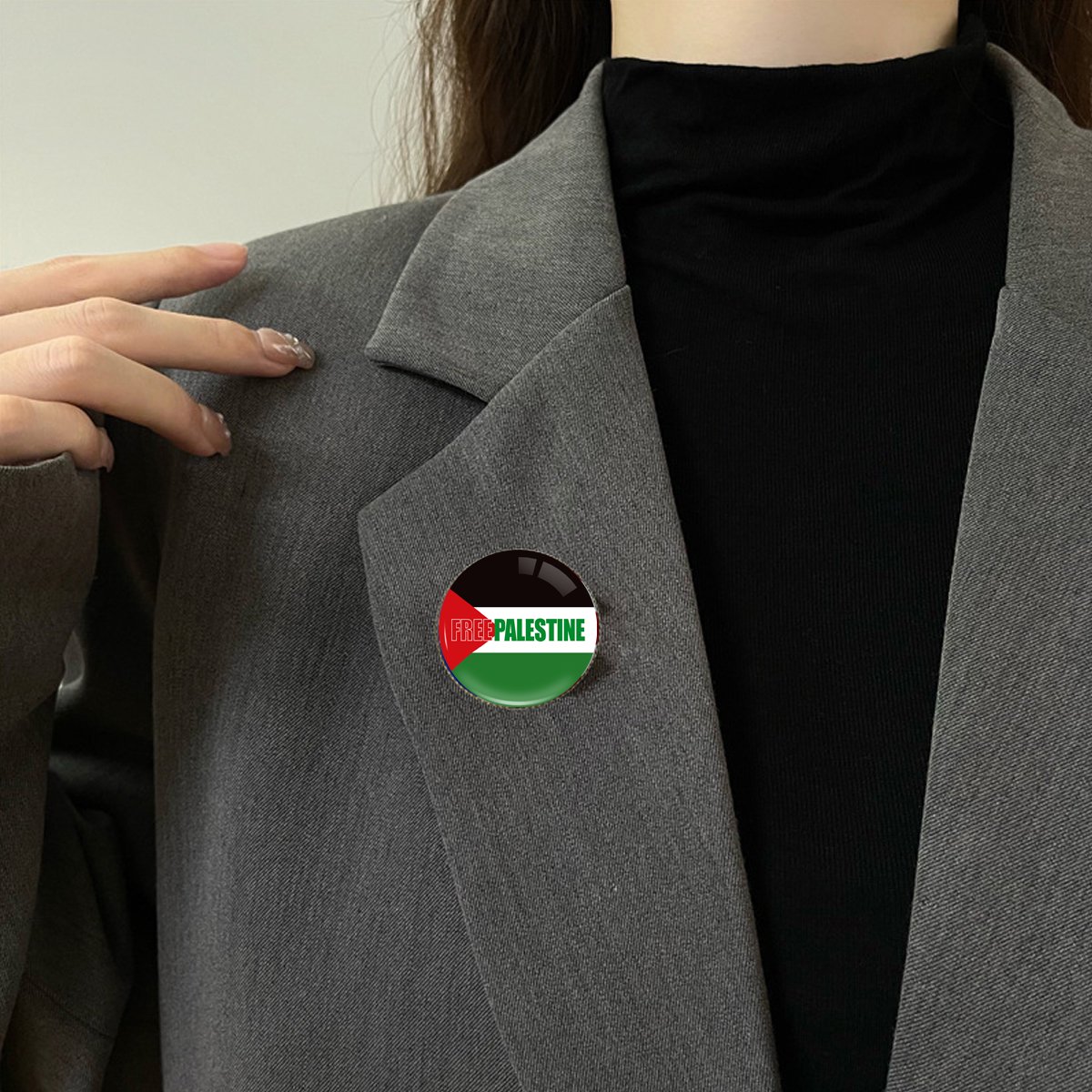 Manufacturer Crystal Glass Dome Cabochon Lapel Pin Support Palestine Brooch Pin Badge I Love Palestine Lapel Pin