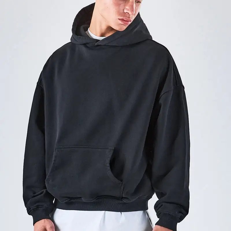 Custom logo High Quality Cotton French Terry Plus Size Men Hoodie Drop Shoulders Oversized Pullover Hoodies