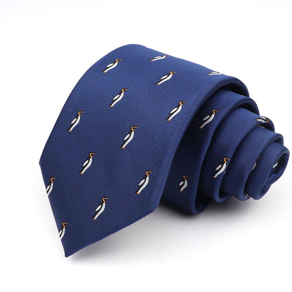 Men's Tie Classic Navy Blue Neckties Fashion Men Animal Print Wedding Ties Jacquard Woven 100% Silk Man Solid Skinny Neck Tie