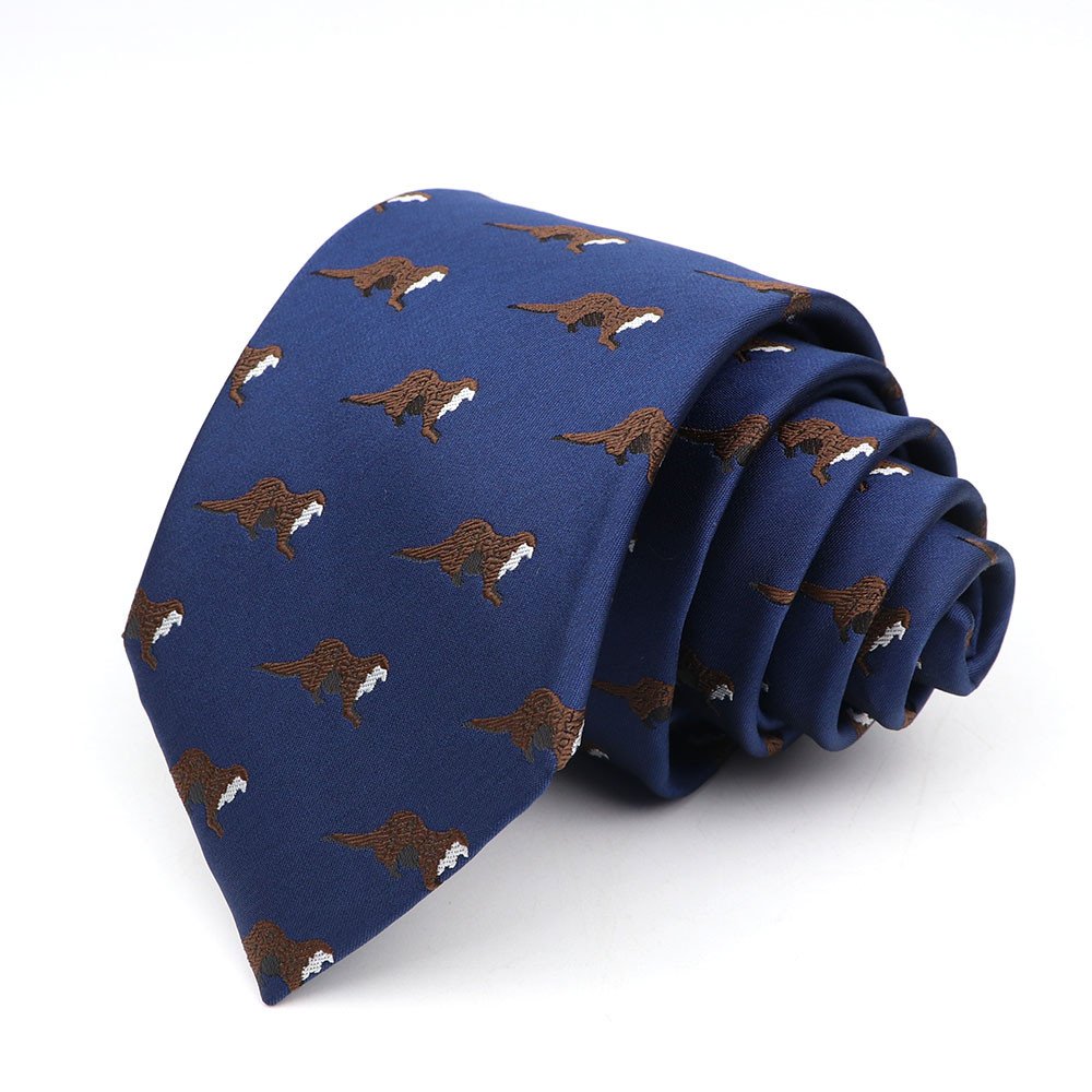 Men's Tie Classic Navy Blue Neckties Fashion Men Animal Print Wedding Ties Jacquard Woven 100% Silk Man Solid Skinny Neck Tie