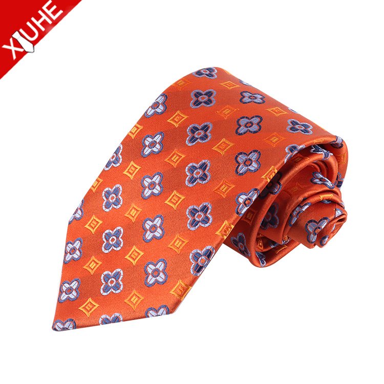 Custom Men's 100% Silk Ties Fashion Design Woven Floral Paisley Pattern in Red Customizable Silk Neckties