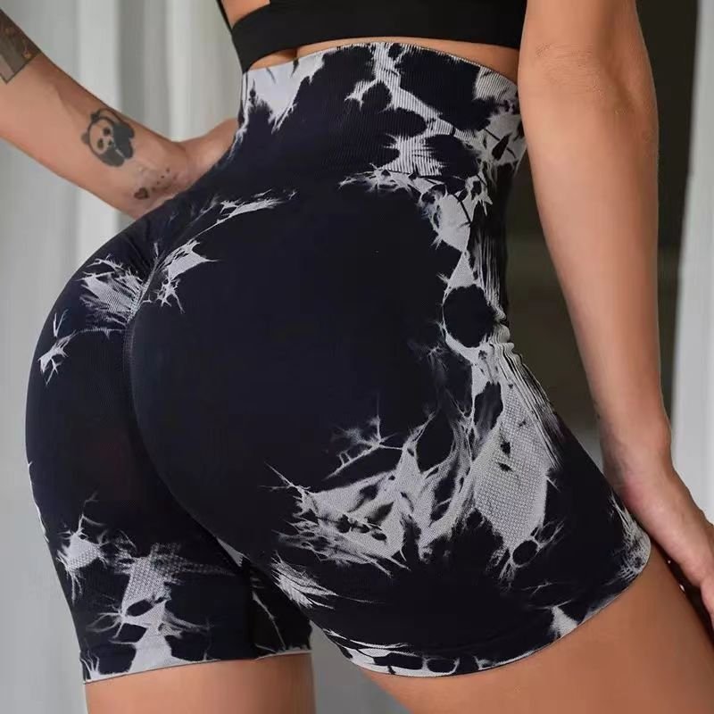 hot selling factory wholesale polyamide elastane Tie Dye Seamless bike dance fitness gym yoga running short