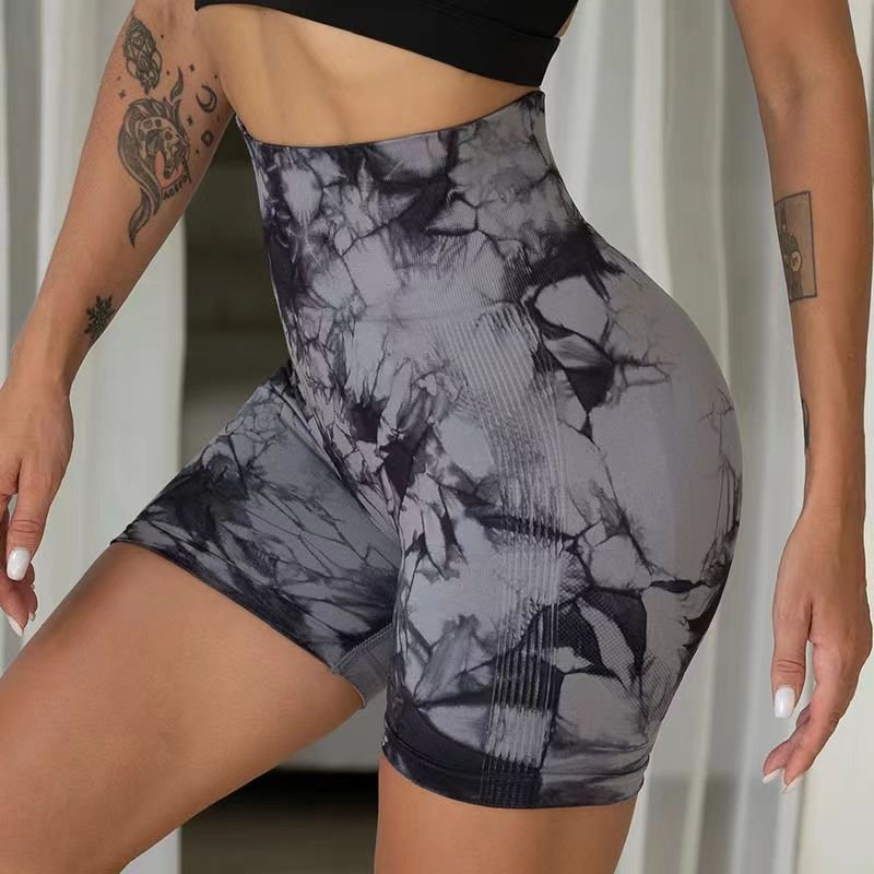 hot selling factory wholesale polyamide elastane Tie Dye Seamless bike dance fitness gym yoga running short