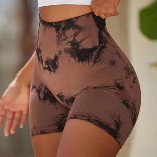 hot selling factory wholesale polyamide elastane Tie Dye Seamless bike dance fitness gym yoga running short