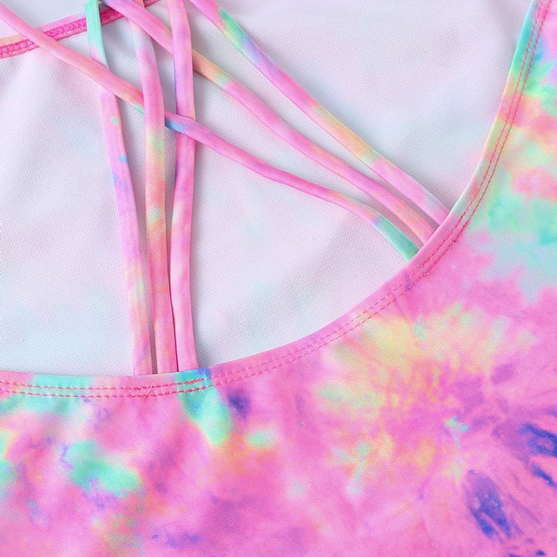 One piece swimsuit bikini tie dyeing beach wear swimming suit for kids girl