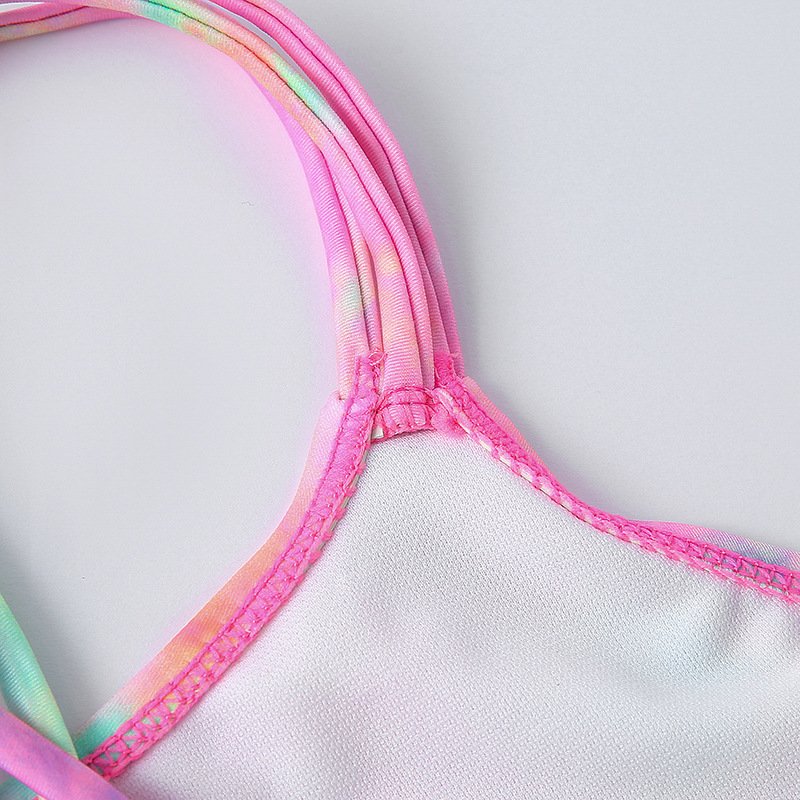 One piece swimsuit bikini tie dyeing beach wear swimming suit for kids girl