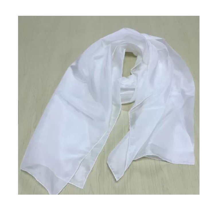 hand roll hem 8mm White Habotai Silk Scarf long pure white silk tudung scarf for Dyeing