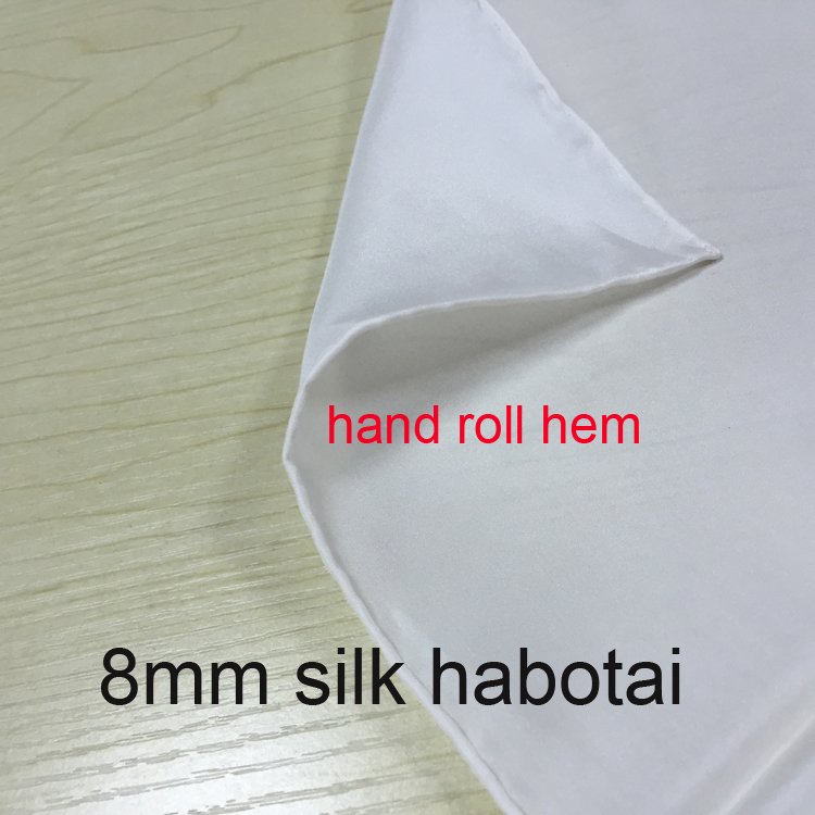 hand roll hem 8mm White Habotai Silk Scarf long pure white silk tudung scarf for Dyeing
