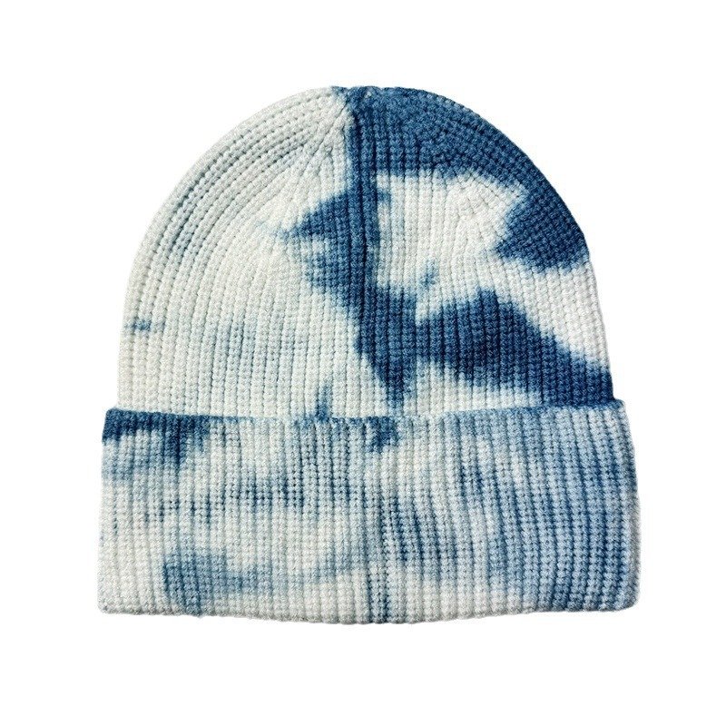 New fashion tie-dye two-color warm knitted hat adult hat men and women knitted hat wholesale in stock
