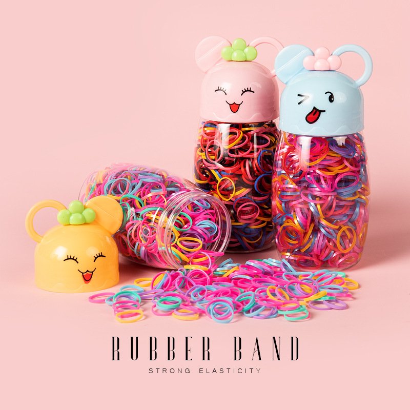Wholesale High Quality Bottled Disposable Colorful girls hair band baby Elastic Rubber Bands