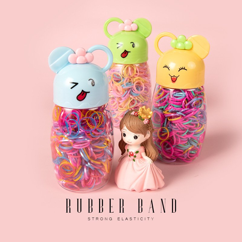 Wholesale High Quality Bottled Disposable Colorful girls hair band baby Elastic Rubber Bands