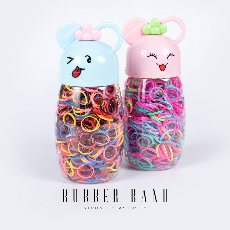 Wholesale High Quality Bottled Disposable Colorful girls hair band baby Elastic Rubber Bands