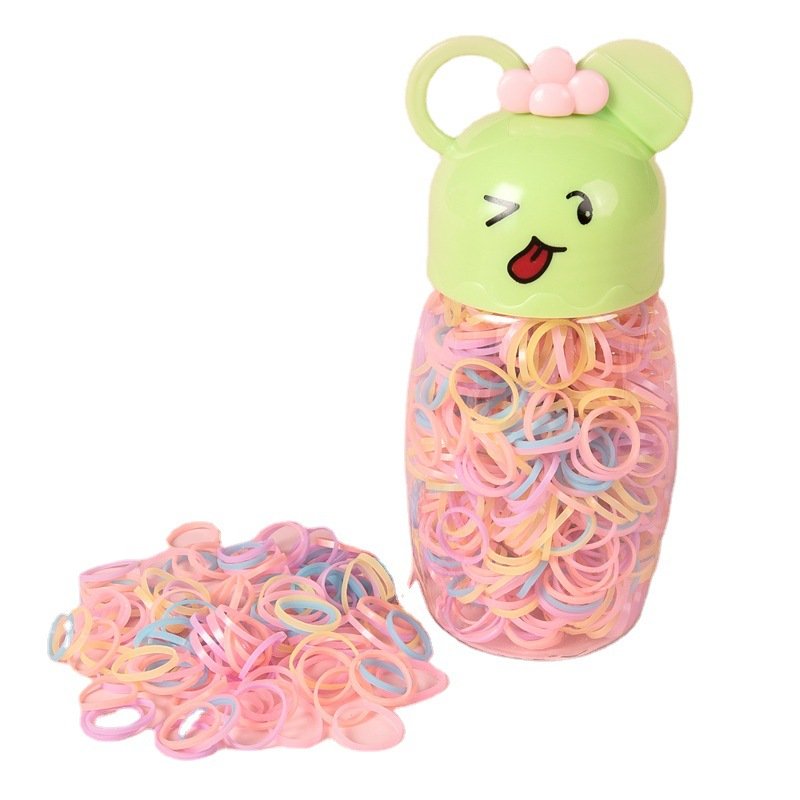 Wholesale High Quality Bottled Disposable Colorful girls hair band baby Elastic Rubber Bands