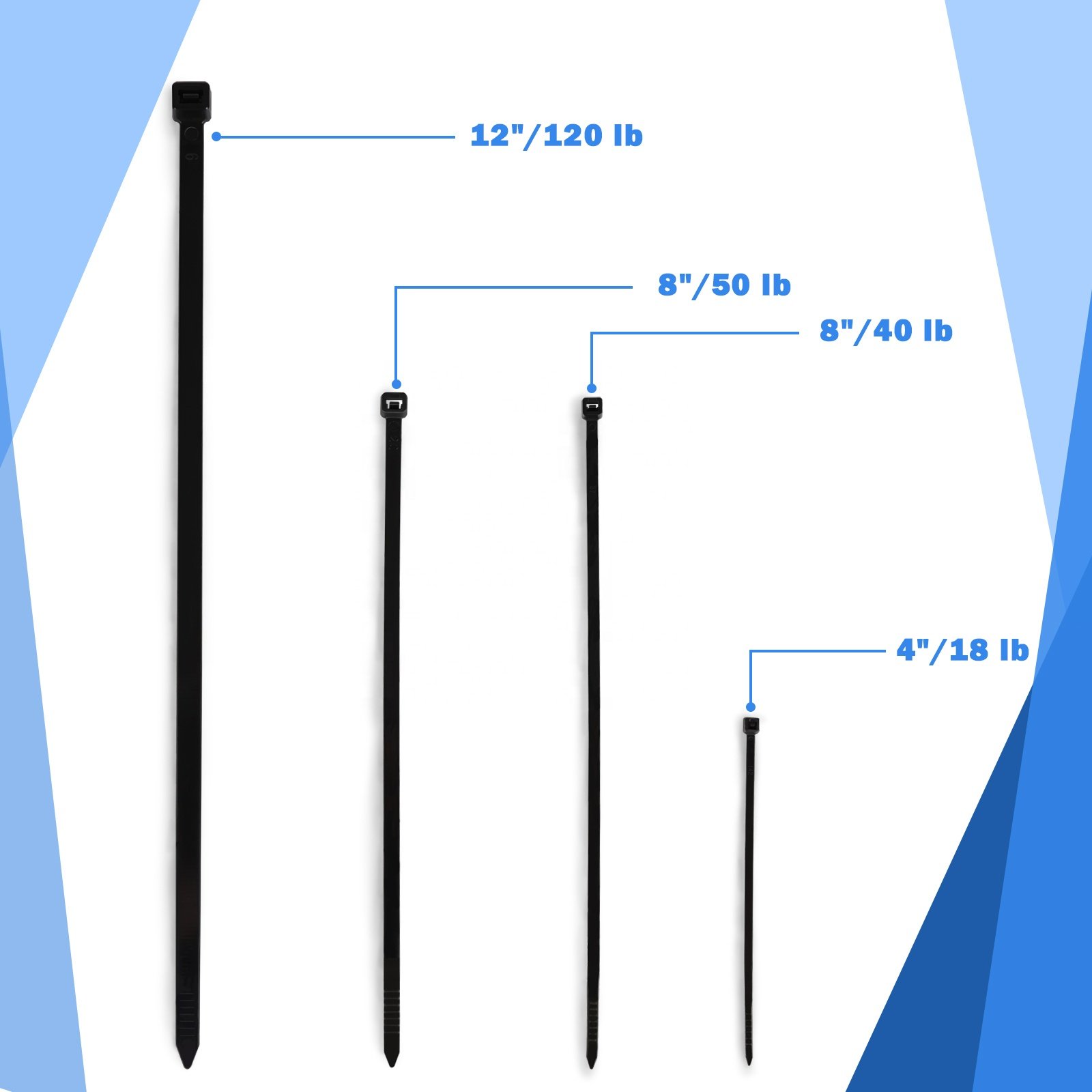China Factory Nylon 66 Pa 66 Uv Protected Nylon Cable tie Plastic Supplier 7.6*380mm Zip ties
