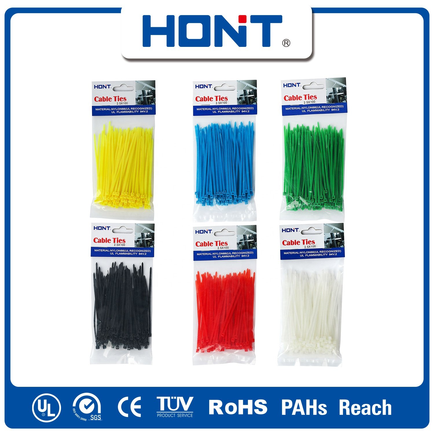 China Factory Nylon 66 Pa 66 Uv Protected Nylon Cable tie Plastic Supplier 7.6*380mm Zip ties