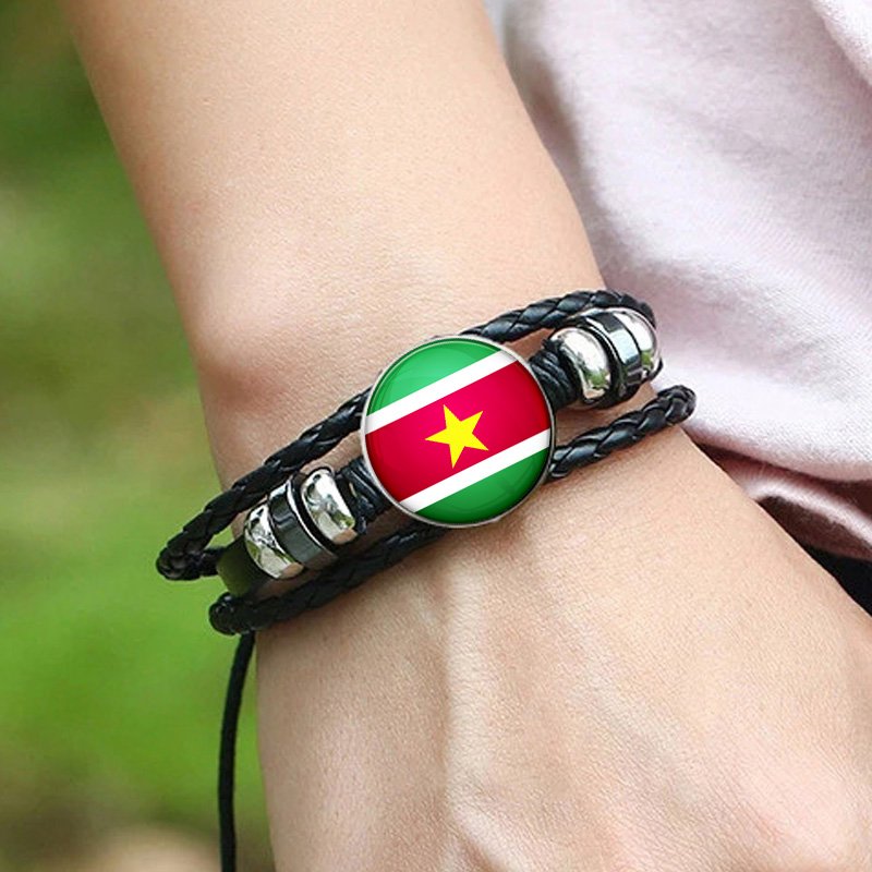 80 Models Caribbean Suriname Flag Map Tie Clip Ring Brooch Cuff Link Necklace Bracelet Earrings Key Chain Jewelry Set