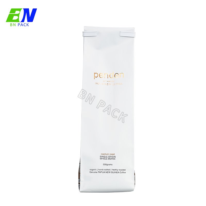 Custom Bronzing Printed Resealabele Aluminum Foil Side Gusset 250G Coffee Package Coffee Beans Bag Package With Tin Tie