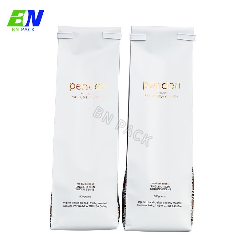 Custom Bronzing Printed Resealabele Aluminum Foil Side Gusset 250G Coffee Package Coffee Beans Bag Package With Tin Tie